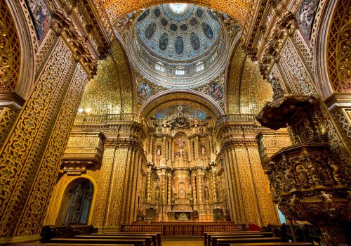 Interior of La Compania Jesuit Church - Quito - Ecuador
